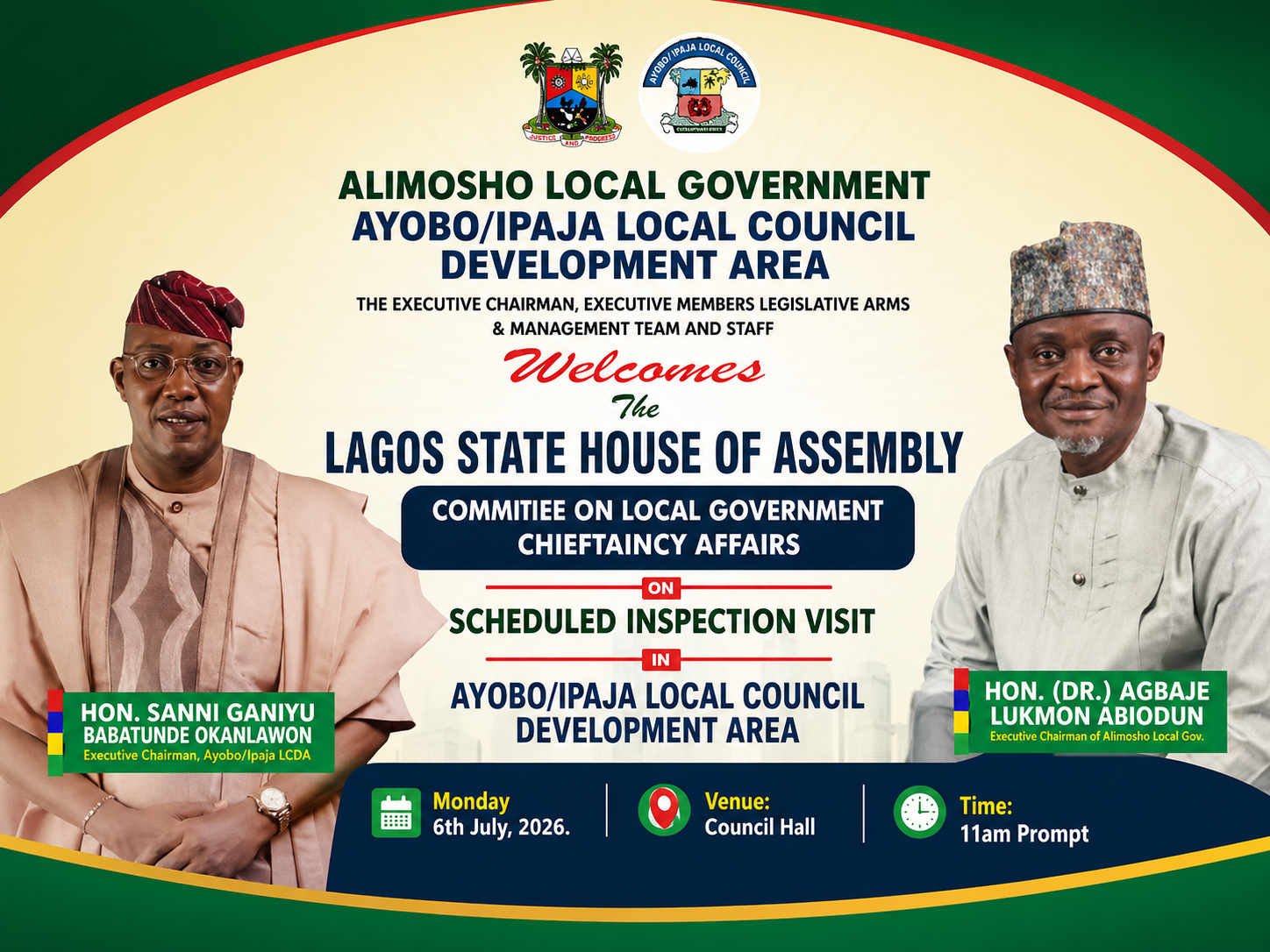 Ayobo/Ipaja LCDA Receives Lagos State House of Assembly Committee on Oversight Inspection